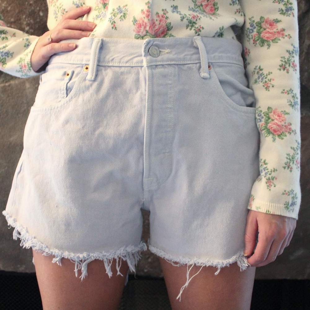 Levi’s 501 cutoff shorts in periwinkle blue, W33